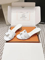 Hermes Oasis Sandal Shiny Lizard White 5cm  - 5