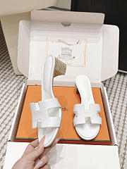 Hermes Oasis Sandal Shiny Lizard White 5cm  - 4