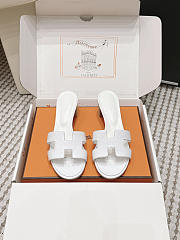 Hermes Oasis Sandal Shiny Lizard White 5cm  - 2