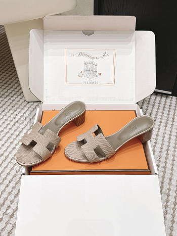 Hermes Oasis Sandal Shiny Lizard Dark Beige 5cm 