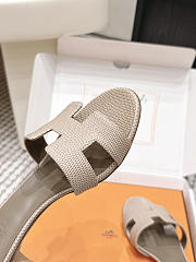 Hermes Oasis Sandal Shiny Lizard Dark Beige 5cm  - 3