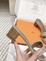 Hermes Oasis Sandal Shiny Lizard Dark Beige 5cm  - 5