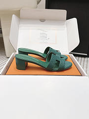 Hermes Oasis Sandal Shiny Lizard Green 5cm  - 2
