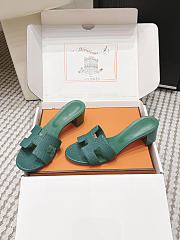 Hermes Oasis Sandal Shiny Lizard Green 5cm  - 3