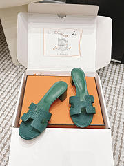 Hermes Oasis Sandal Shiny Lizard Green 5cm  - 6