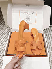 Hermes Oasis Sandal Shiny Lizard Orange 5cm  - 5