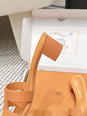 Hermes Oasis Sandal Shiny Lizard Orange 5cm  - 4