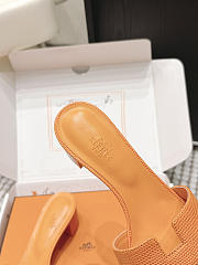 Hermes Oasis Sandal Shiny Lizard Orange 5cm  - 2