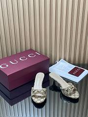 Gucci Women's Slide Sandal With Horsebit Beige And Dark Brown GG Canvas 4.5cm - 5