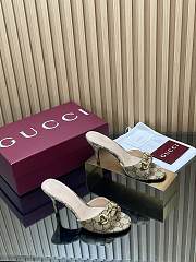 Gucci Women's Slide Sandal With Horsebit Beige And Dark Brown GG Canvas 8.5cm - 5