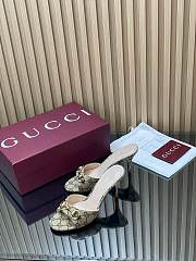 Gucci Women's Slide Sandal With Horsebit Beige And Dark Brown GG Canvas 8.5cm - 4