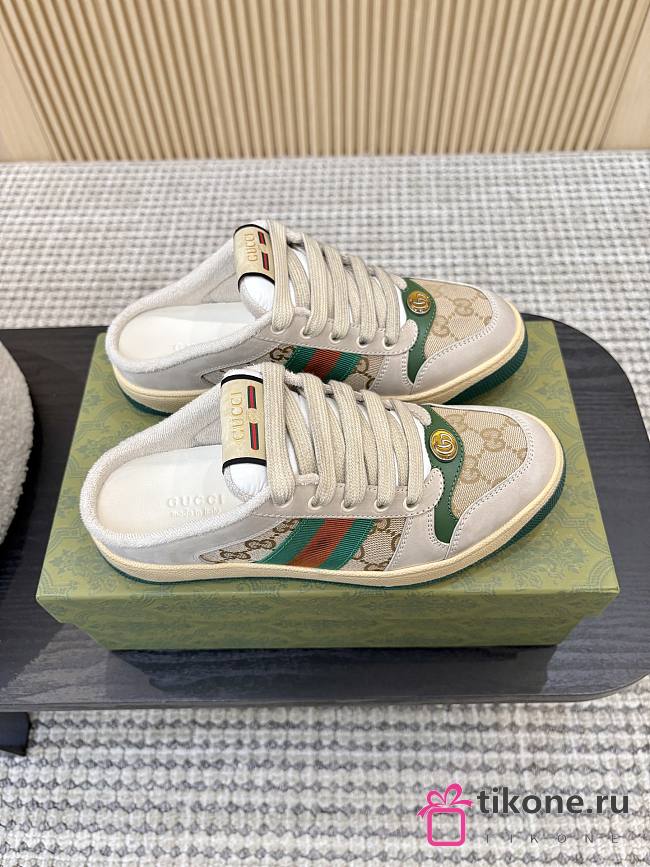 Gucci Women's Pearl Screener Mule Beige Leather - 1