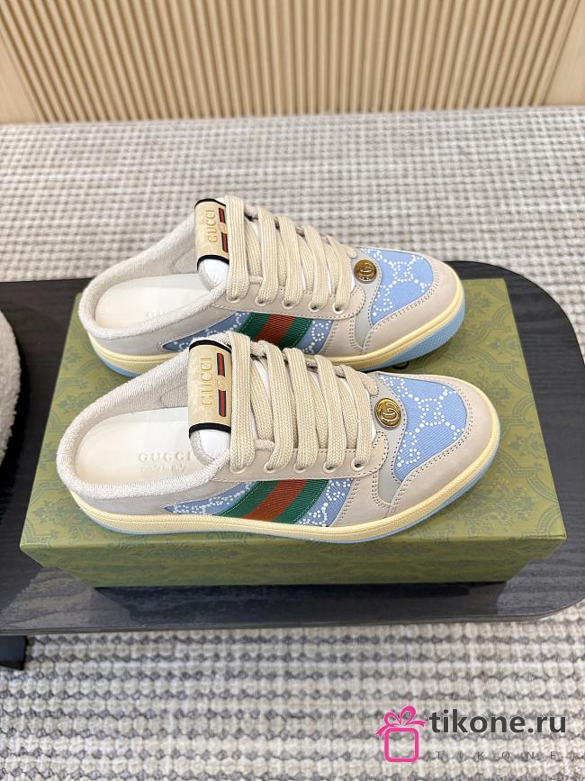 Gucci Women's Pearl Screener Mule Light Blue GG Pearl Canvas - 1