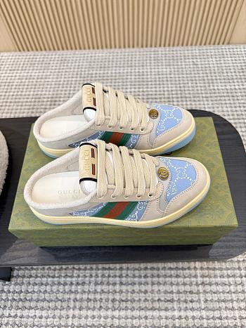 Gucci Women's Pearl Screener Mule Light Blue GG Pearl Canvas