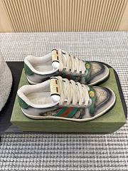 Gucci Women's Serigraphy Screener Trainer Black Leather Beige And Dark Brown GG Canvas - 1