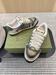 Gucci Women's Serigraphy Screener Trainer Black Leather Beige And Dark Brown GG Canvas - 2