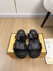 Fendi Feel Black Nappa Leather Slides - 1