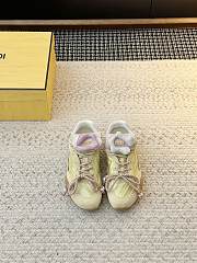 Fendi Wave Pulse Yellow Fabric And Suede Low-Tops - 1