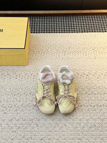 Fendi Wave Pulse Yellow Fabric And Suede Low-Tops