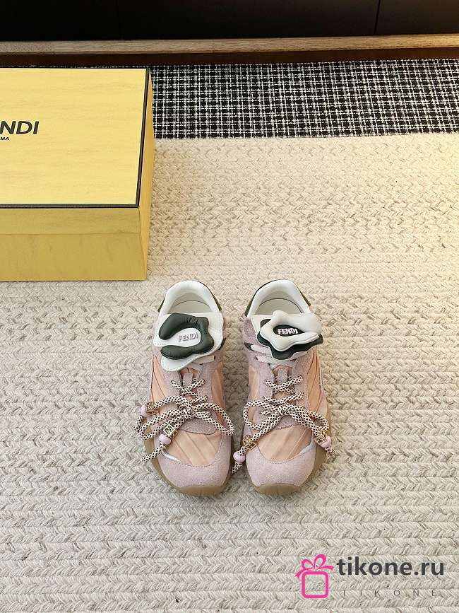 Fendi Wave Pulse Pink Fabric And Suede Low-Tops - 1