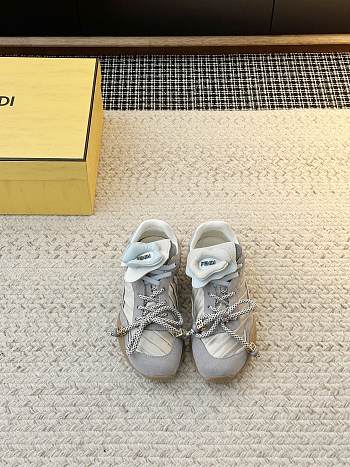 Fendi Wave Pulse Light Gray Fabric And Suede Low-Tops