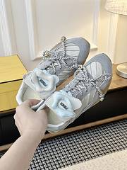 Fendi Wave Pulse Light Gray Fabric And Suede Low-Tops - 4