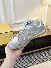 Fendi Wave Pulse Light Gray Fabric And Suede Low-Tops - 3