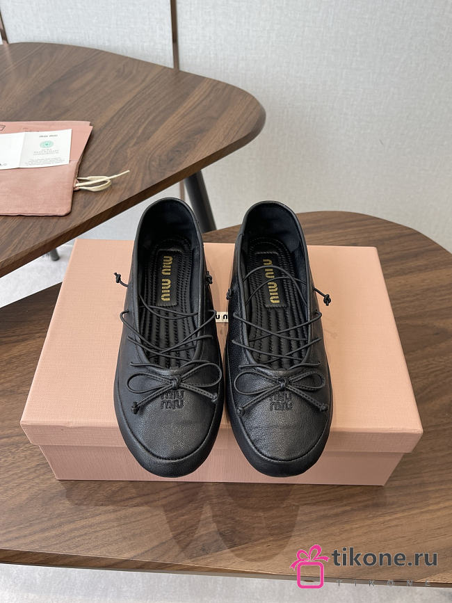 Miumiu Leather Ballerinas Black - 1