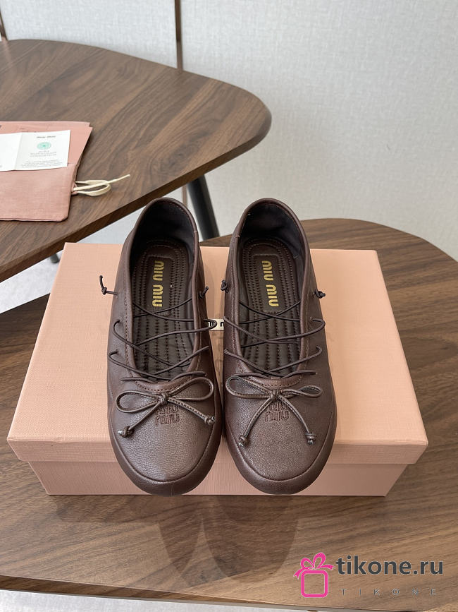 Miumiu Leather Ballerinas Brown - 1
