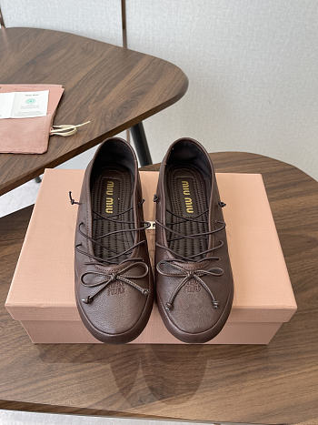 Miumiu Leather Ballerinas Brown
