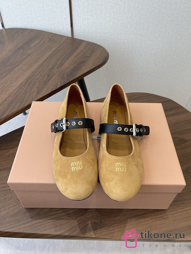 Miumiu Suede Ballerinas Honey 5F625E - 1