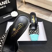 Chanel Mules Lambskin & Patent Calfskin Black White & Green 95mm - 2