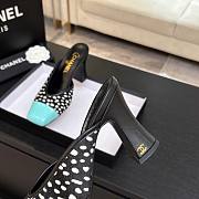 Chanel Mules Lambskin & Patent Calfskin Black White & Green 95mm - 4