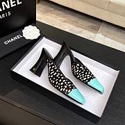 Chanel Mules Lambskin & Patent Calfskin Black White & Green 95mm - 5