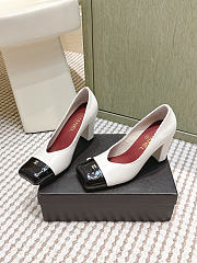Chanel Pumps Lambskin & Patent Calfskin White & Black 90mm - 6