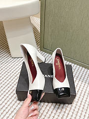 Chanel Pumps Lambskin & Patent Calfskin White & Black 90mm - 4