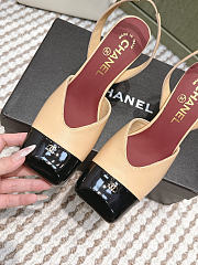 Chanel Slingbacks Lambskin & Patent Calfskin Beige & Black 90mm - 3