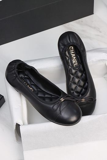 Chanel Ballet Flats Lamskin Black 