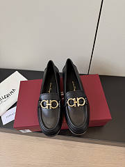 Ferragamo Moccasin With Gancini Ornament Calfskin Black  - 1