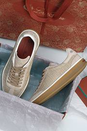Loro Piana Tennis Walk Sneaker Cashmere Lotus Flower Silk Pale Wheat (A0JY) - 4