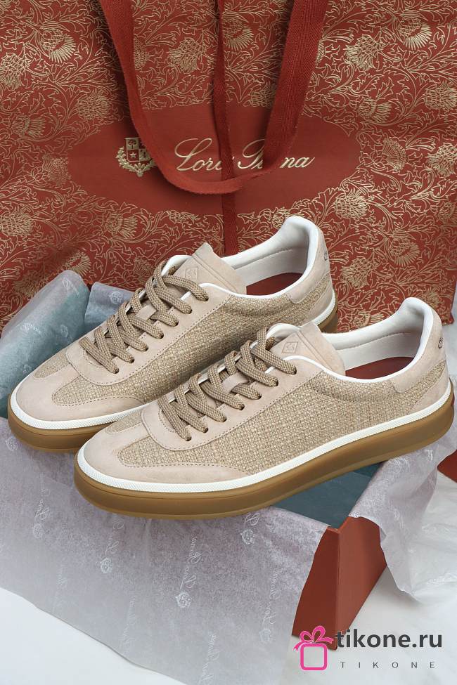 Loro Piana Tennis Walk Sneaker Cashmere Lotus Flower Silk Pale Wheat (A0JY) - 1