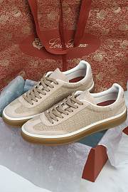 Loro Piana Tennis Walk Sneaker Cashmere Lotus Flower Silk Pale Wheat (A0JY) - 3