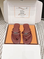 Hermes Miss Sandal Calfskin Burgundy - 1