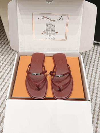 Hermes Miss Sandal Calfskin Burgundy