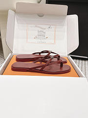 Hermes Miss Sandal Calfskin Burgundy - 6