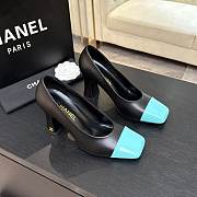 Chanel Pumps Lambskin & Patent Calfskin Black & Green 90mm - 5