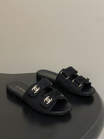 Chanel Mules Suede Kidskin Black