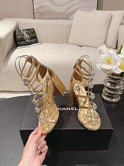 Chanel Sandals Laminated Lambskin Dark Gold G46999 95mm  - 3