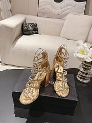 Chanel Sandals Laminated Lambskin Dark Gold G46999 95mm  - 2