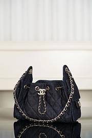 Chanel 25 Mini Handbag Washed Denim & Gold-Tone Metal Dark Blue - 22x20x12.5cm - 5
